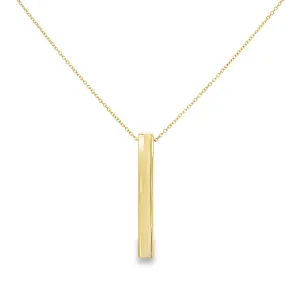 10K Gold Engravable Rectangular 3D Bar Pendant