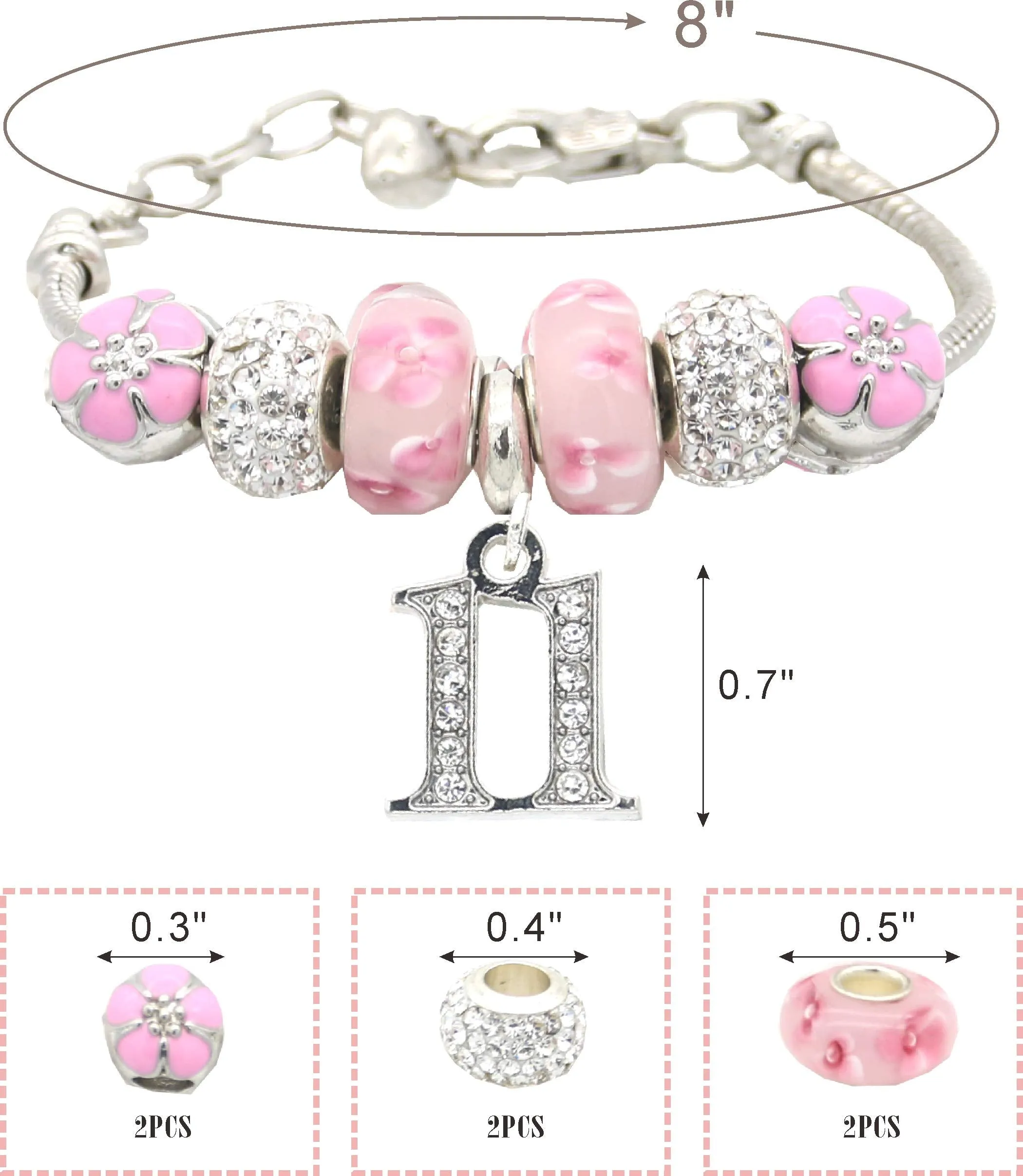 11th Birthday Gifts for Girls, 11th Birthday Charm Bracelet, 11th Birthday Necklace, 11th