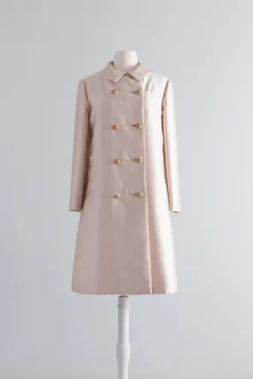 1960's Champagne Silk Evening Coat From Saks Fifth Avenue / ML