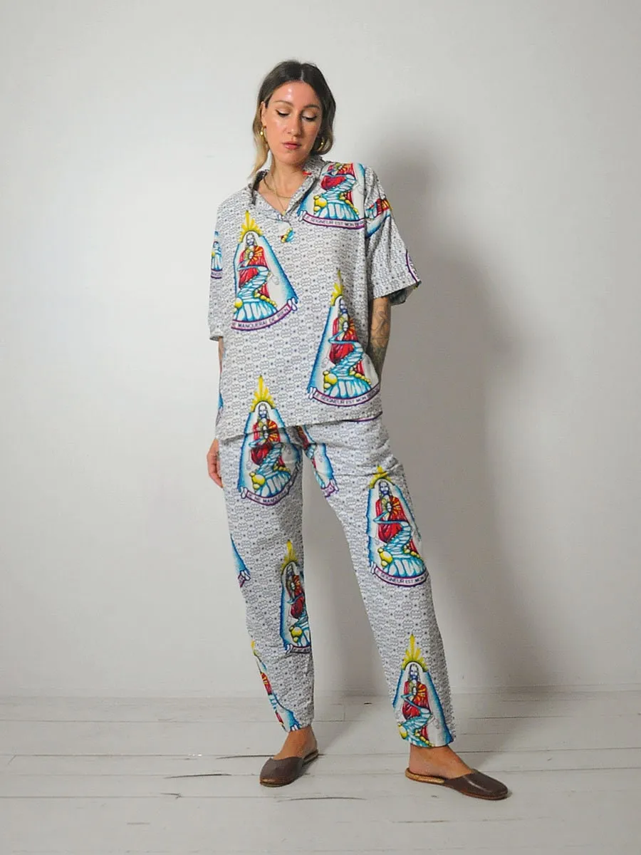 1970's Novelty Jesus Print Pajamas