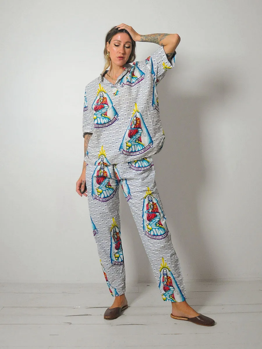 1970's Novelty Jesus Print Pajamas