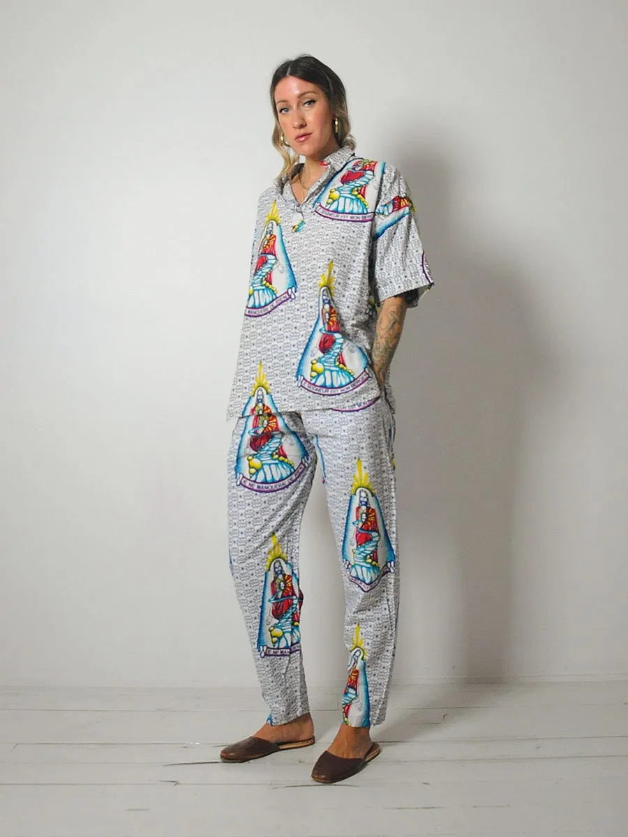 1970's Novelty Jesus Print Pajamas