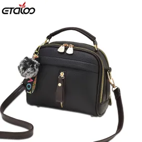 2018 Fashion Women Handbag Pu Leather Women Messenger Bags With Ball Toy Female Shoulder Bags