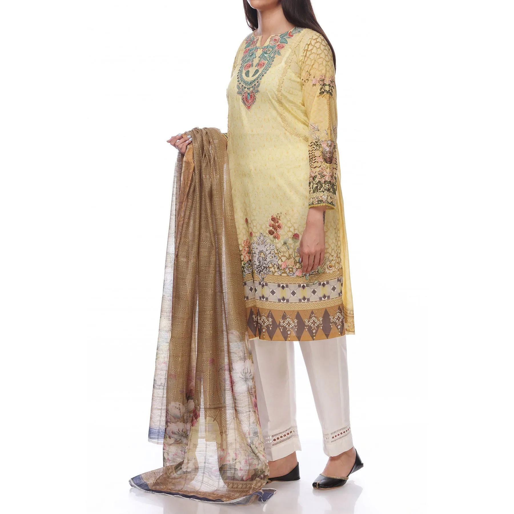 2PC- Unstitched Digital Printed Lawn Embroidered Shirt With Dupatta PS2445