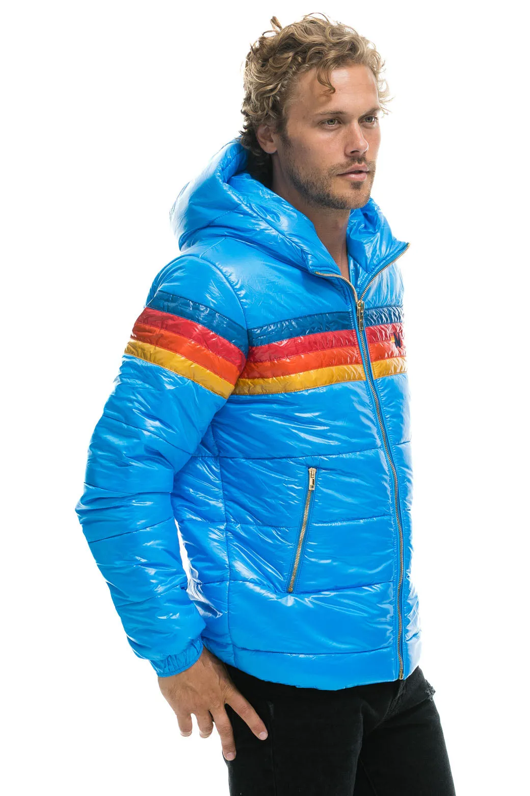 4 STRIPE LUXE TREKKER JACKET - GLOSSY BLUE