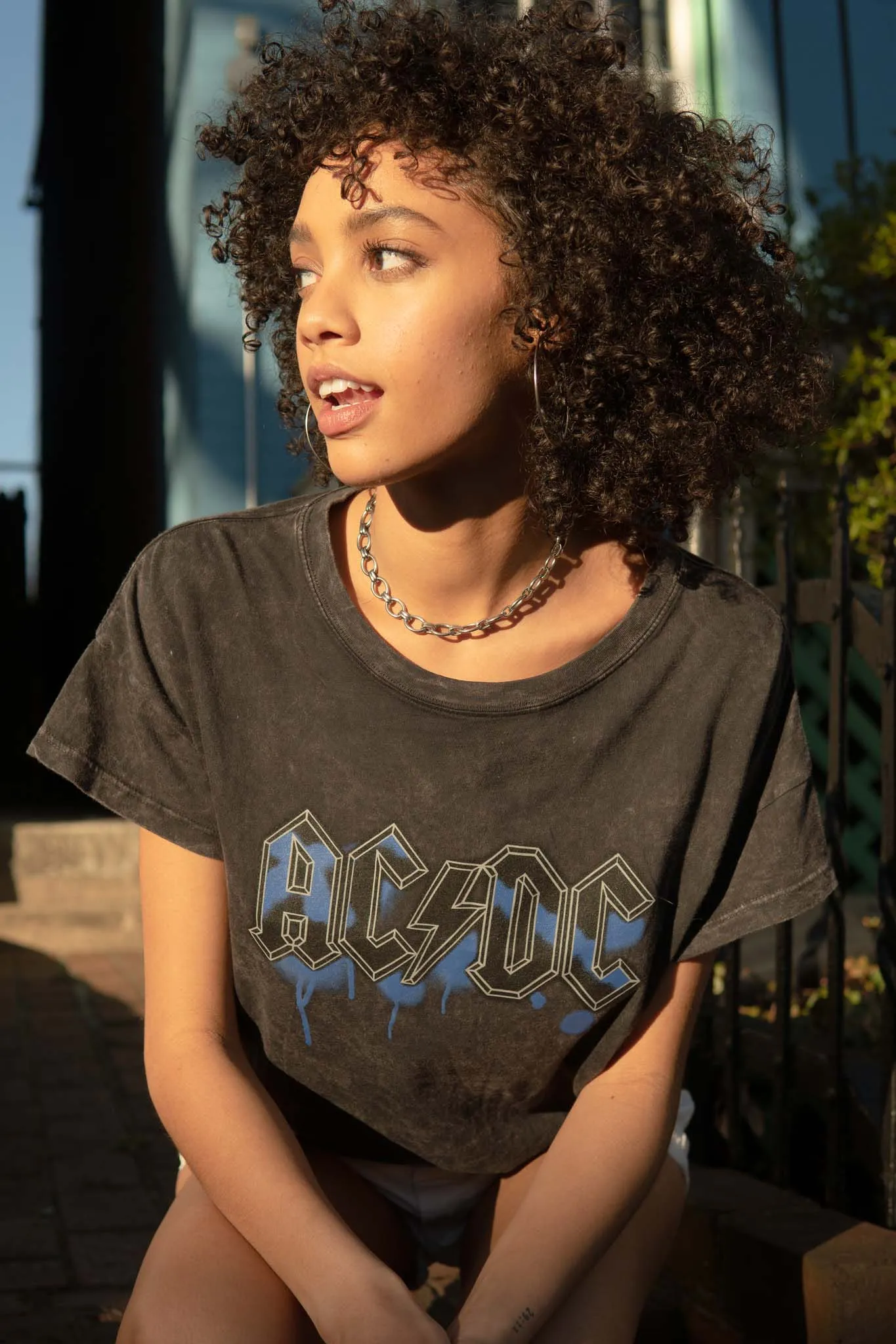 AC/DC Graffiti Logo Vintage-Wash Graphic Tee