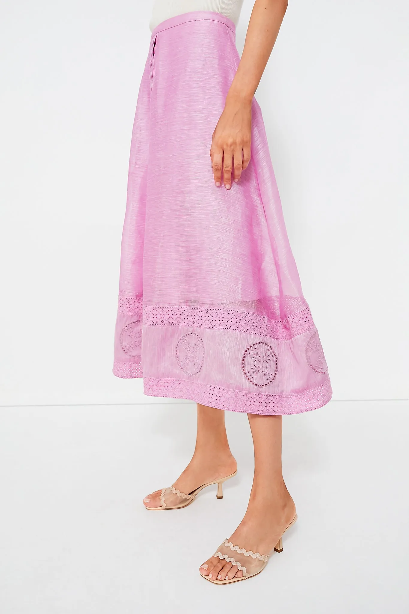 Amertine Harlee Silk Linen Midi Skirt