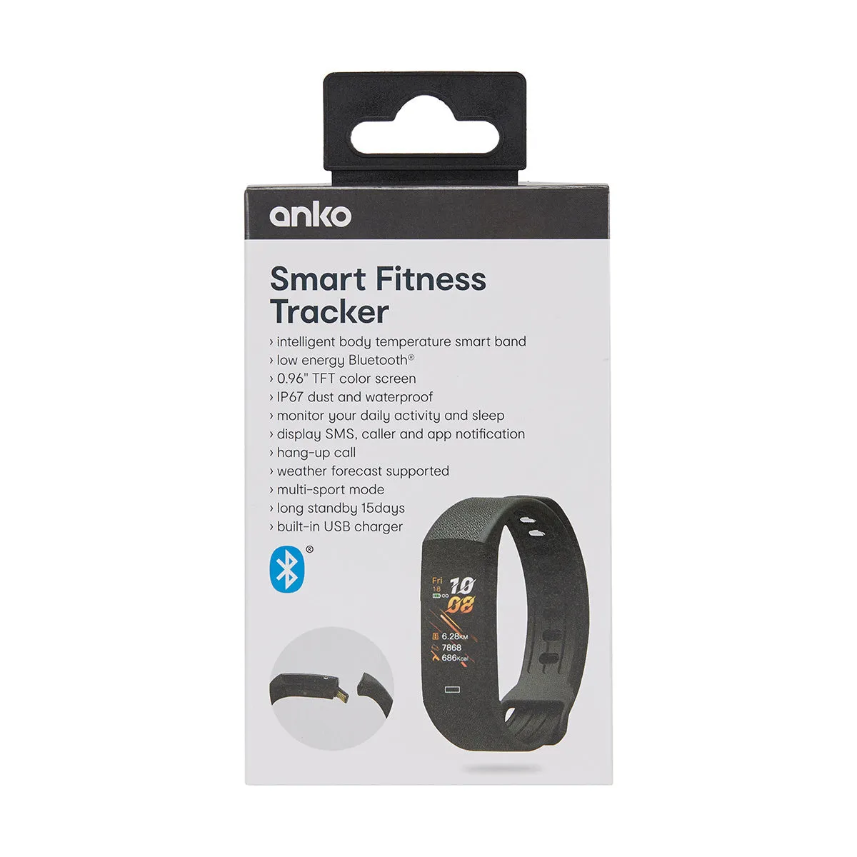 Anko Smart Fitness Tracker - Black / Multi Sport Mode