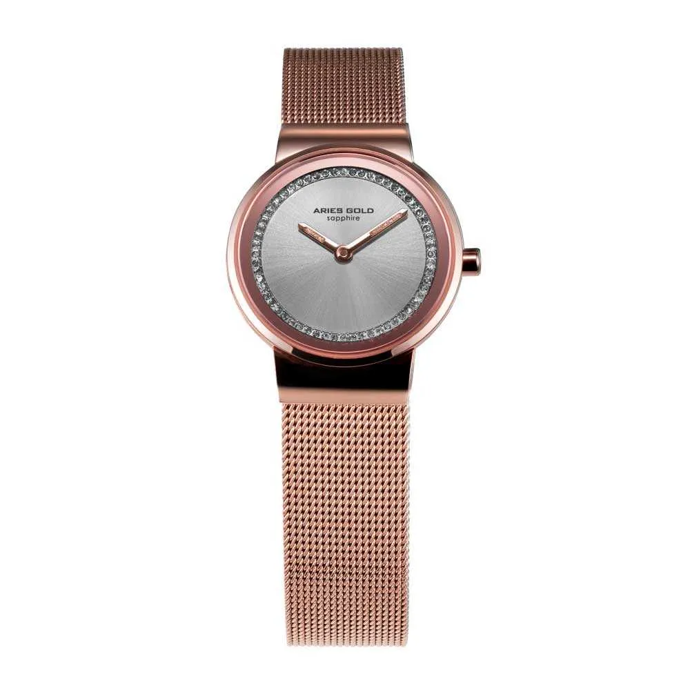 ARIES GOLD ENCHANT SONJA ROSE GOLD STAINLESS STEEL L 5003 RG-S MESH STRAP WOMEN'S WATCH