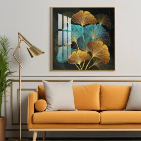 Auspicious Ginkgo Leaf Premium Acrylic Square Wall Art