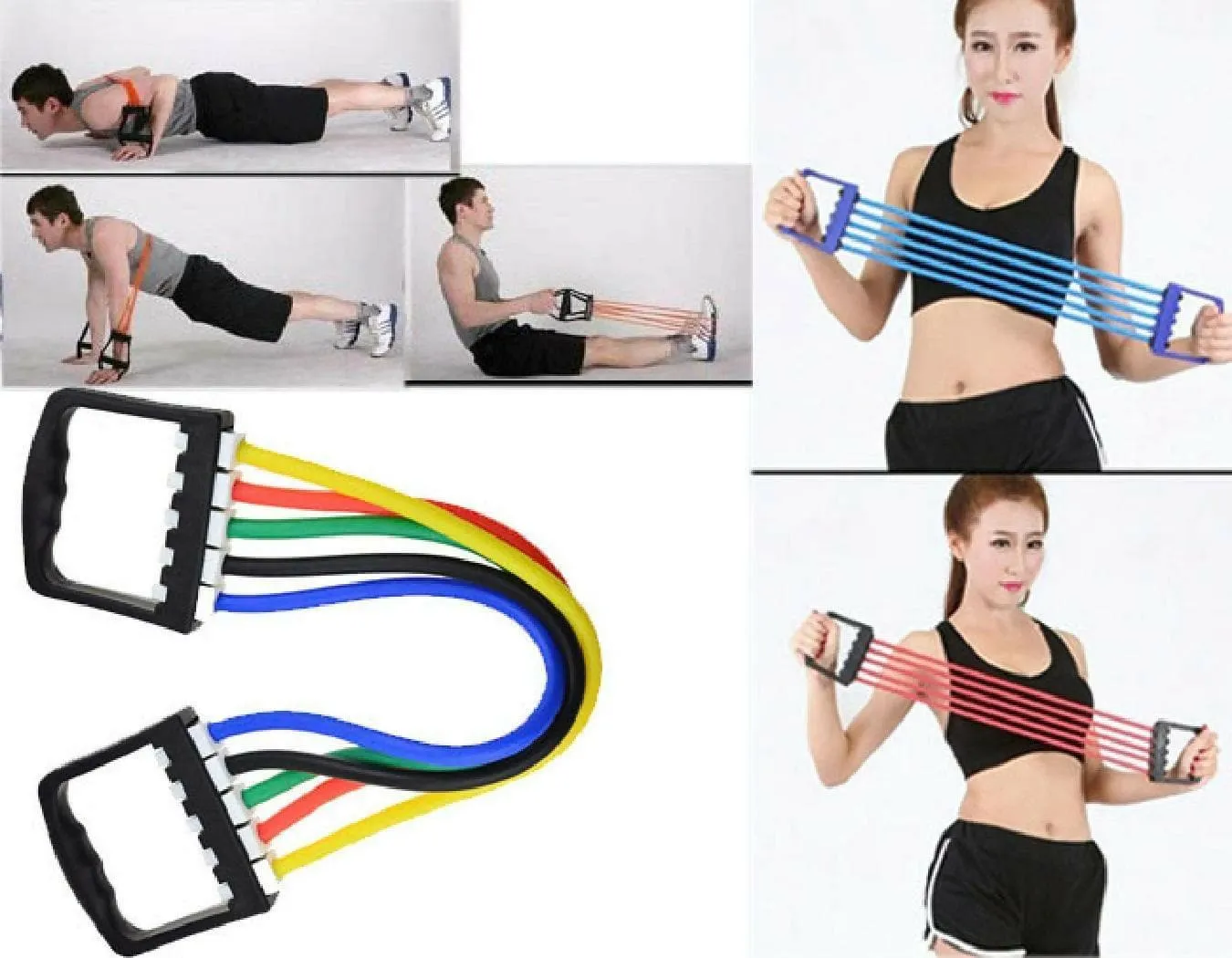 AVMART Multicolor Highly Durable Adjustable Chest Expander for Workout at Gym, Home & Fitness/Chest Pull/Hand Grip Resistance Tube