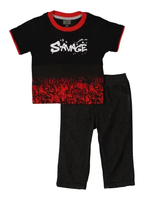 Baby Boys 12-24M Savage Graffiti Graphic Tee and Jeans