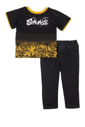 Baby Boys 12-24M Savage Graffiti Graphic Tee and Jeans