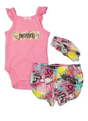 Baby Girls 0-9M Blessed Bodysuit and Shorts