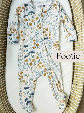 Bamboo Footie Pajama - Blue Floral