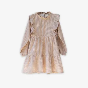 beet world beatrice dress in ecru stripe