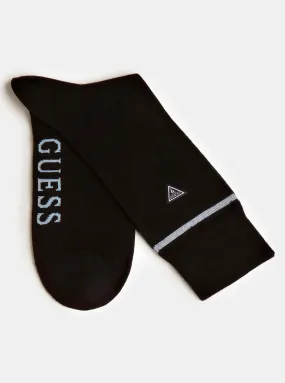 Black Logo Crew Plain Socks