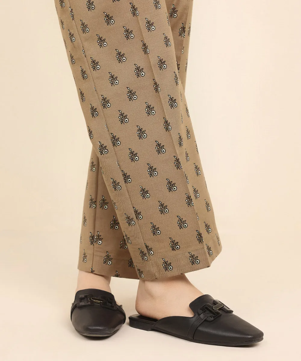 Block Printed Khaddar Straight Pants