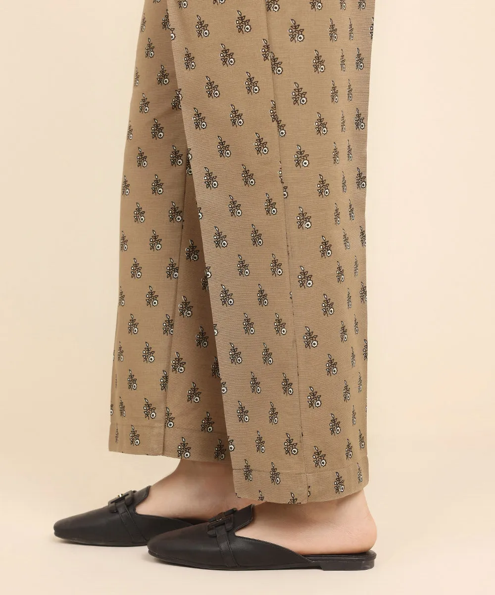 Block Printed Khaddar Straight Pants