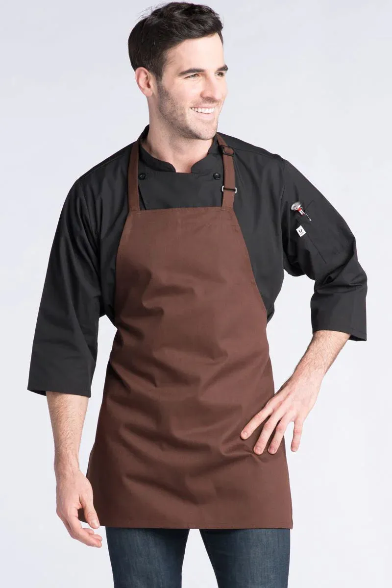 Brown Bib Adjustable Apron (No Pockets)