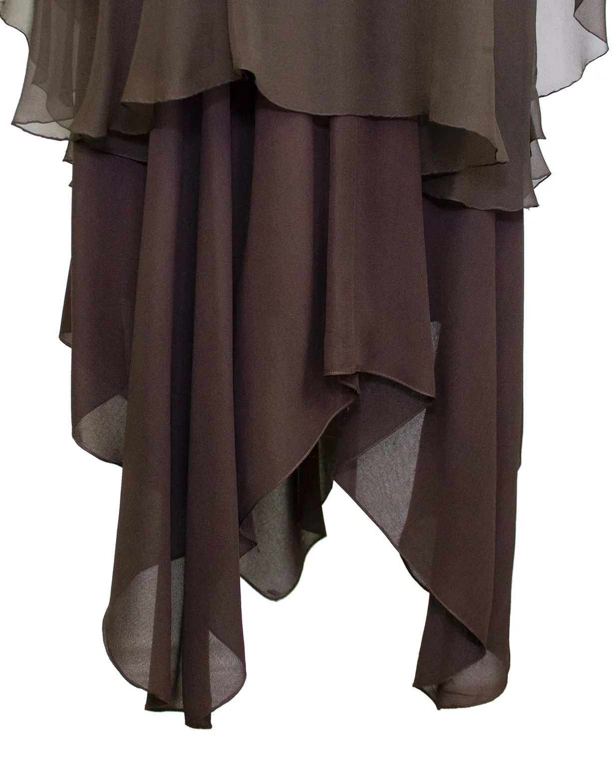 Brown Chiffon Halter Gown and Scarf