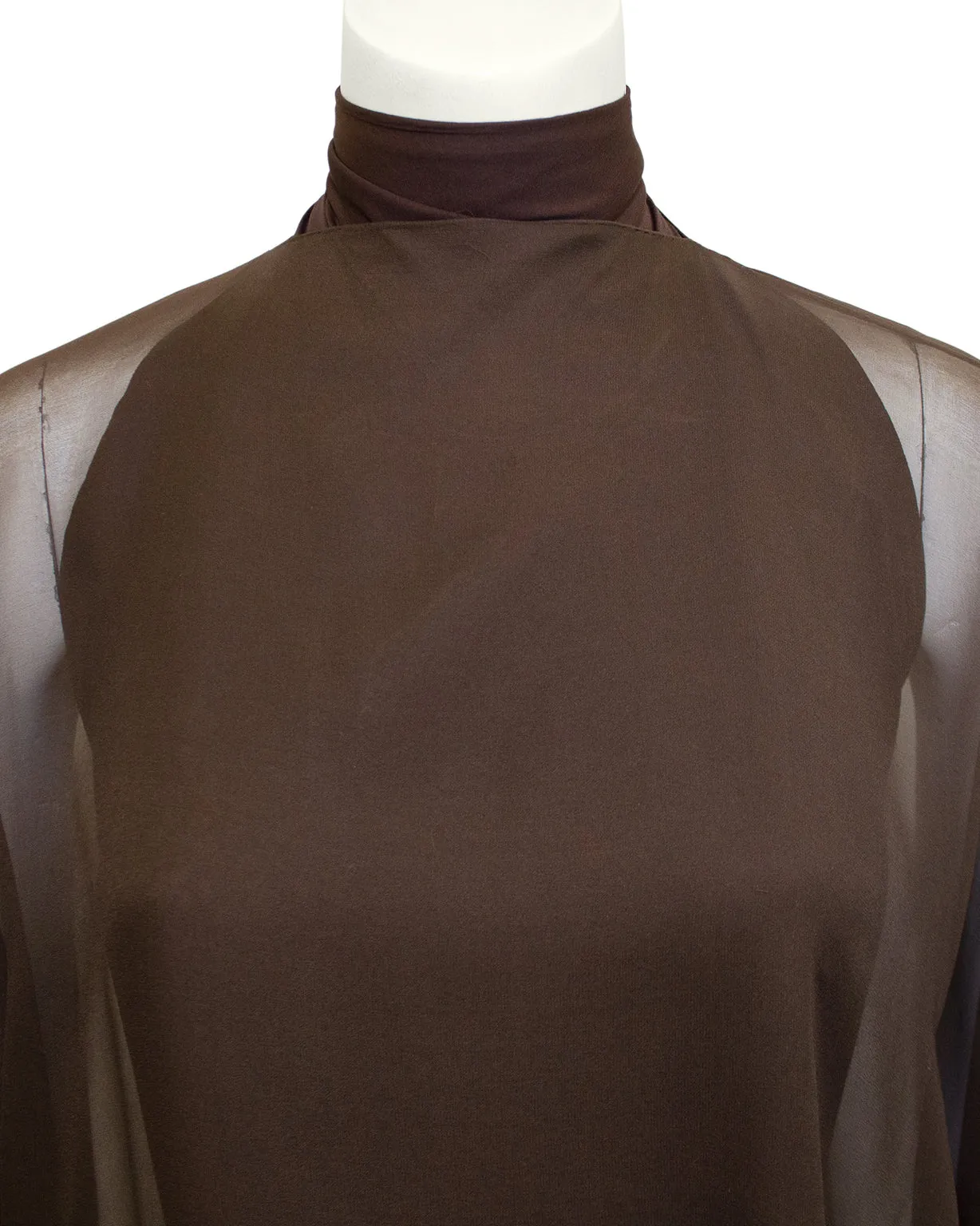 Brown Chiffon Halter Gown and Scarf