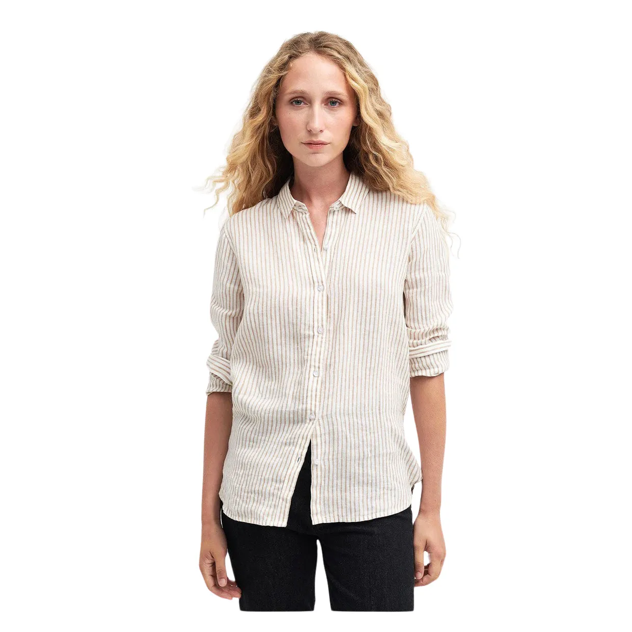 Camicia Donna Barbour Marine Righe Bianco / Beige