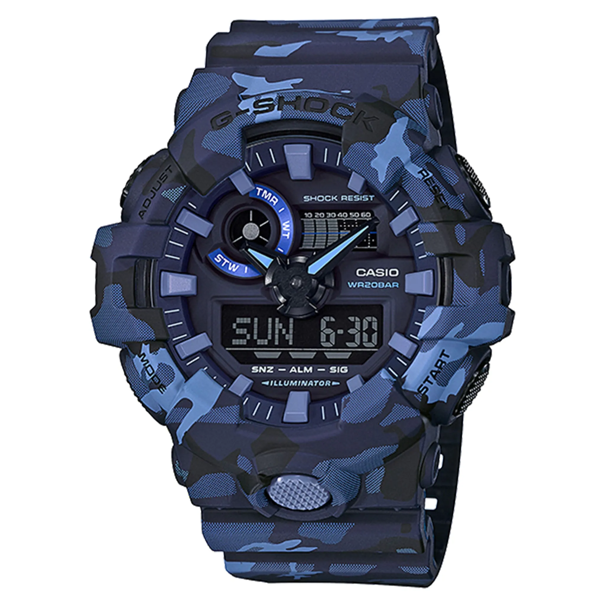 Casio G-SHOCK Blue Camouflage Resin Analogue-Digital Men's Watch - GA700CM-2A