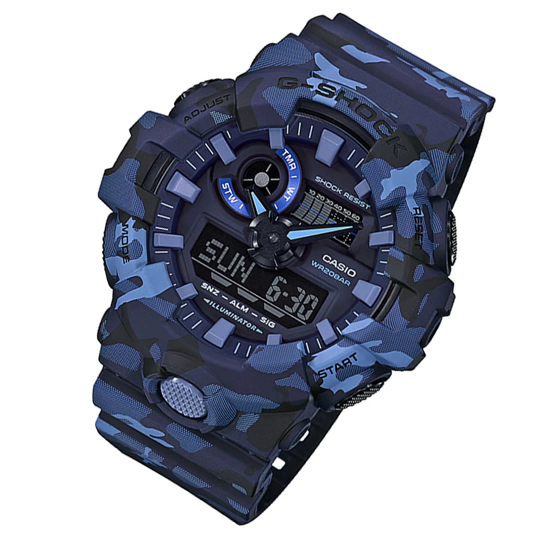 Casio G-SHOCK Blue Camouflage Resin Analogue-Digital Men's Watch - GA700CM-2A