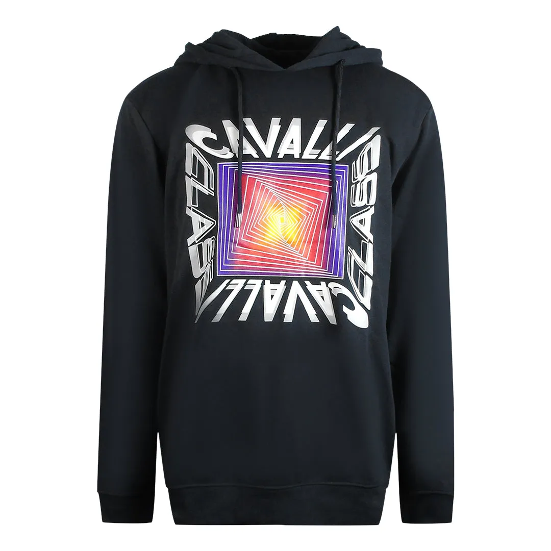 Cavalli Class Asymmetric Box Design Black Hoodie