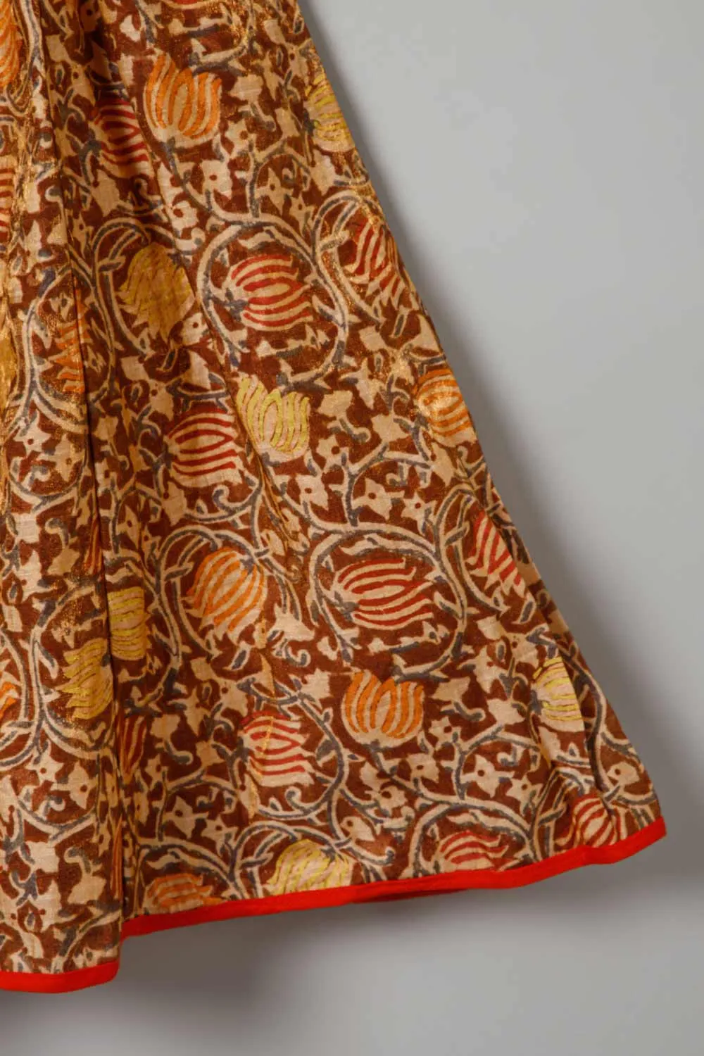 Chittythalli Ethnic Frock with Round Neck Cape Sleeve - Orange & Brown - FR43