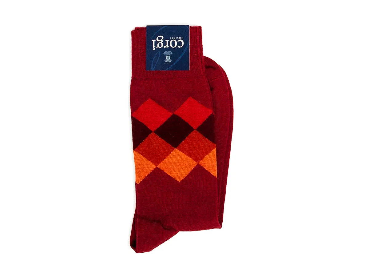 Diamond Pattern Socks Red