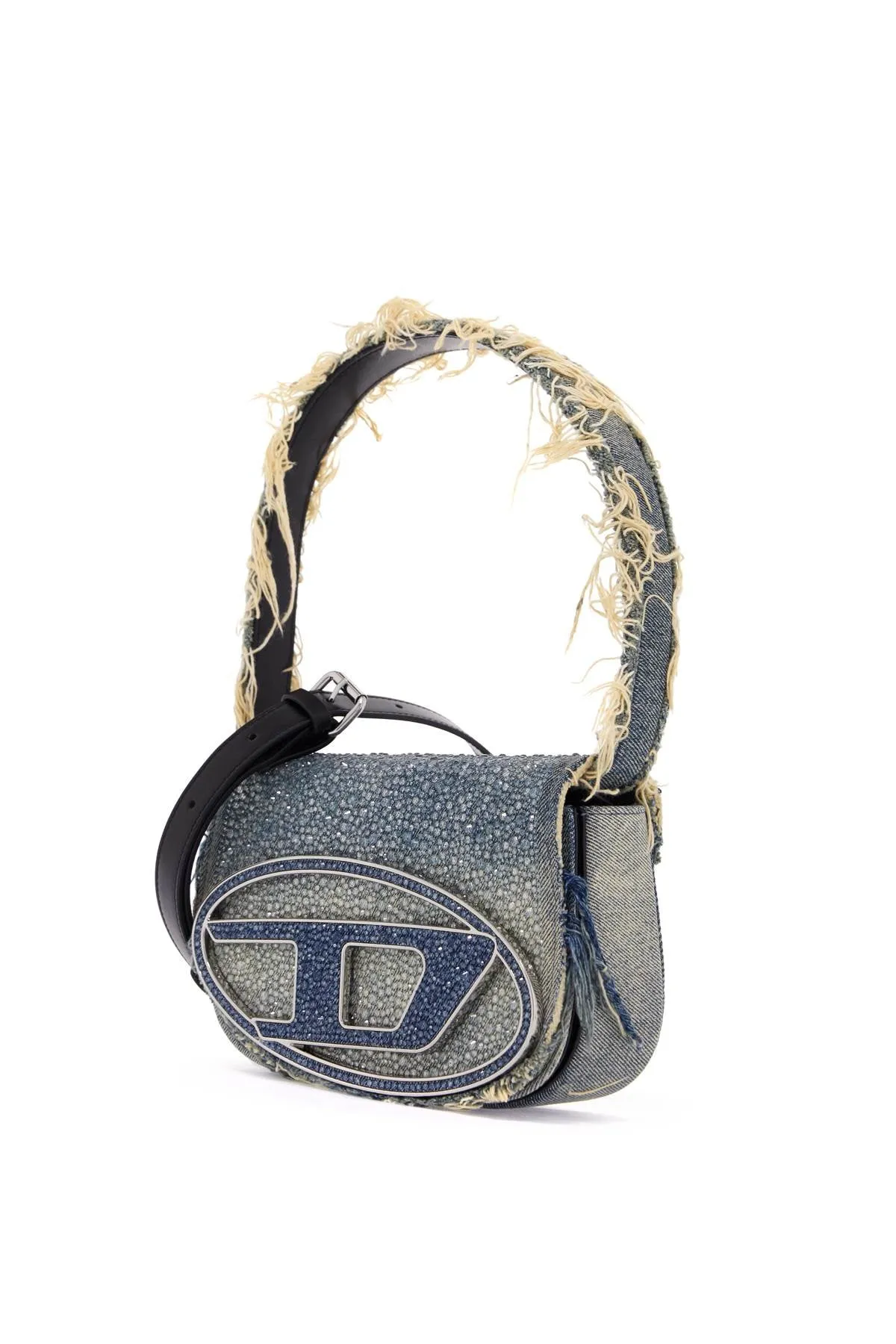 DIESEL 1dr denim and crystal shoulder bag