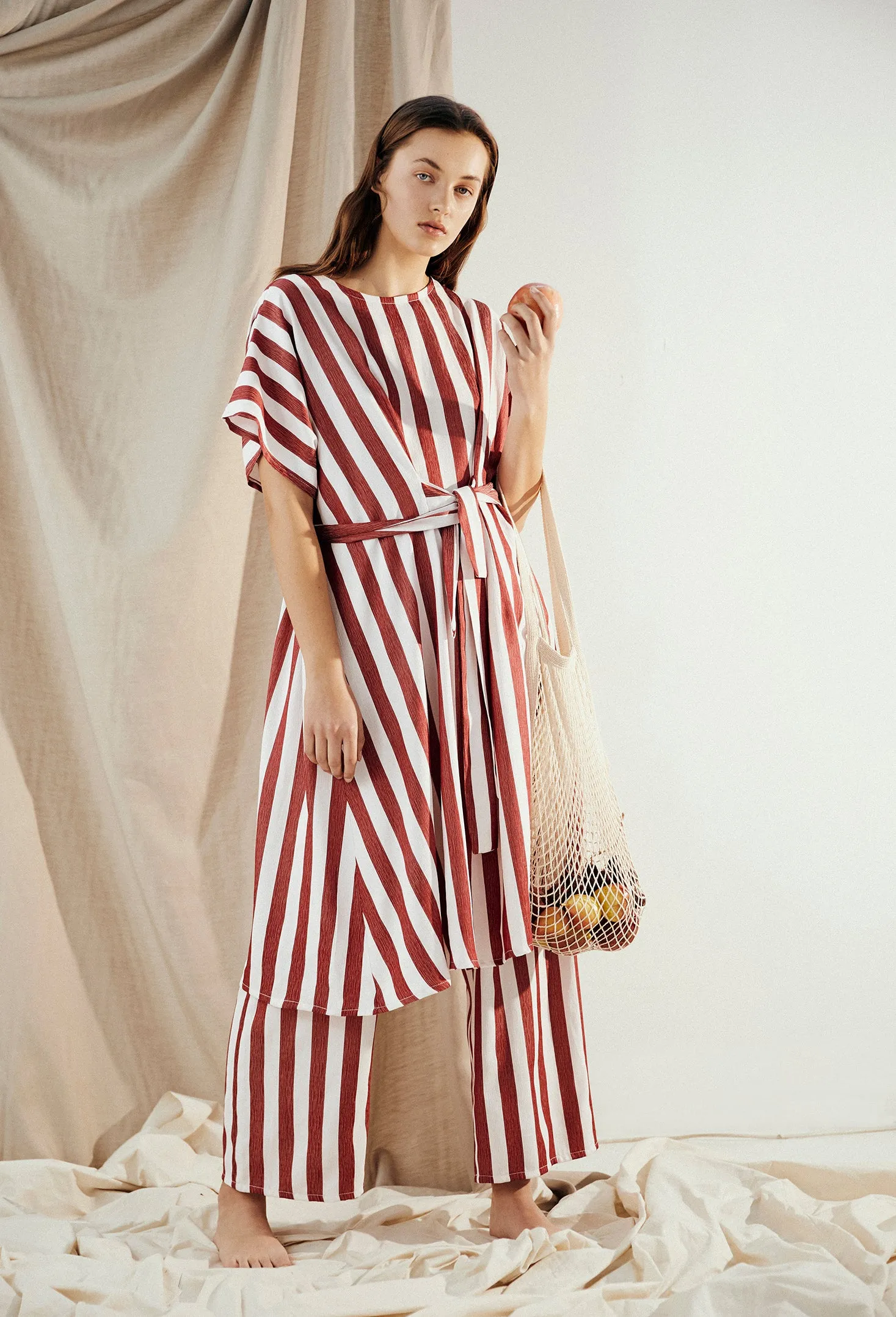 EVE DRESS ~ CONVERTIBLE ~ POMEGRANATE [ Red & White Striped, Waist Ties ]