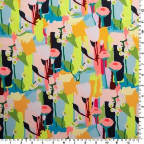 Fauvist Flower Garden Printed Spandex Fabric | Blue Moon Fabrics