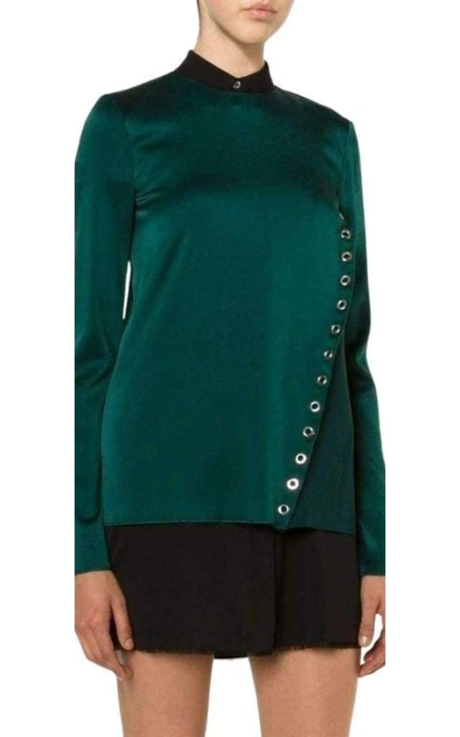 Forest Green Eyelet Detail Blouse