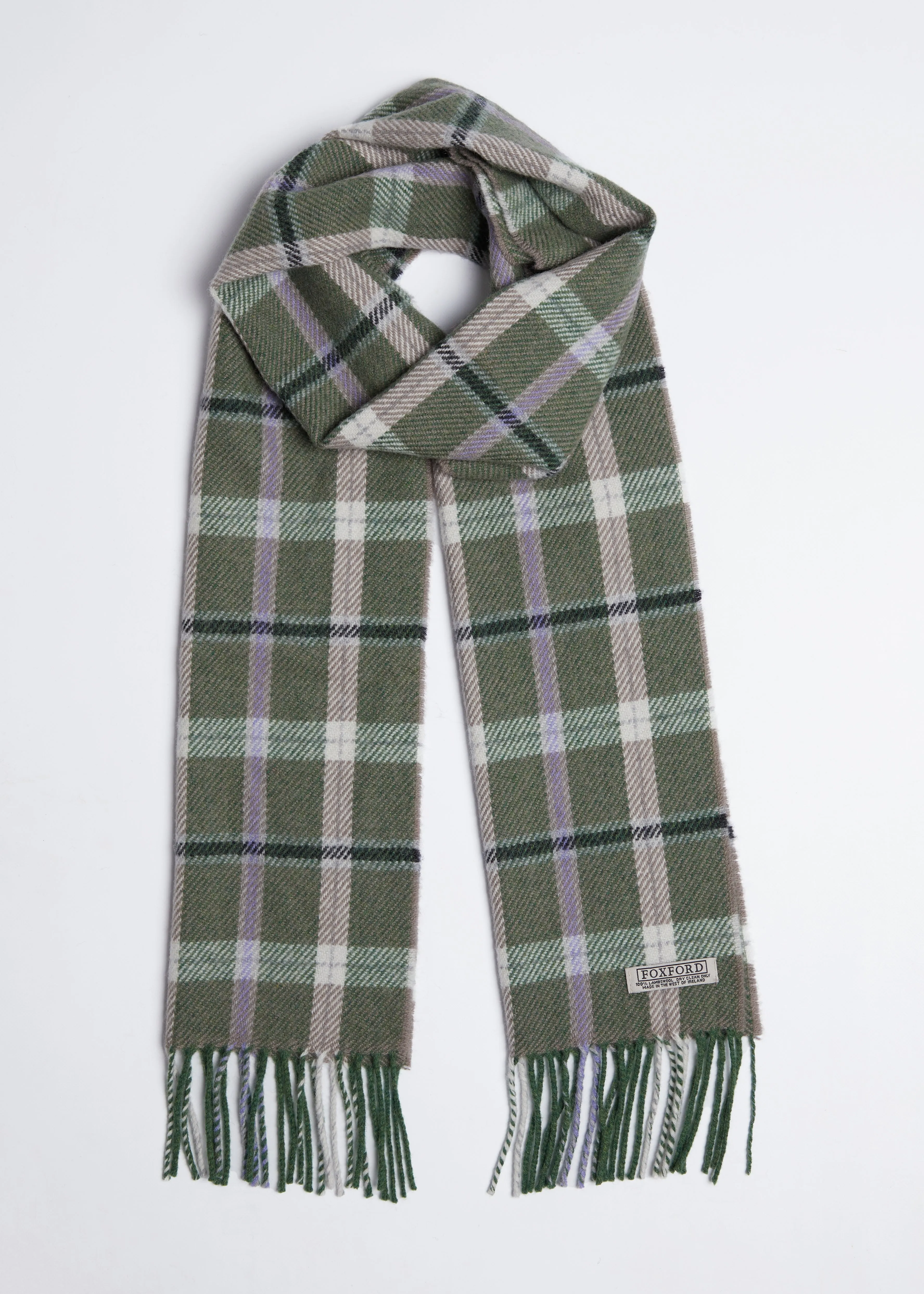 Foxford Green and Mink Lambswool Scarf