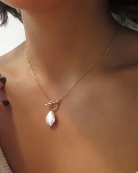 Freshwater Pearl Toggle Drawn Cable Necklace