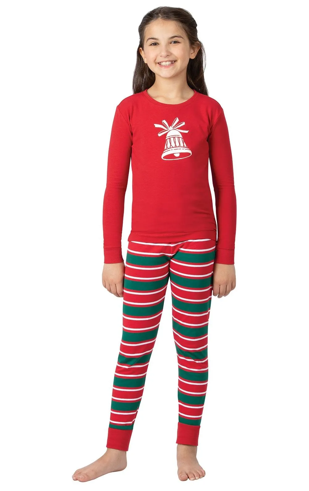 Girls Snug Fit Christmas Stripe Pajama Set