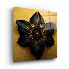 Gold Flowers Glass Wall Art