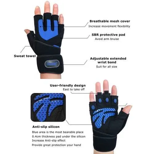 Gym Training Wrist Wrap Glove Weight Lifting Sport Mesh Gloves