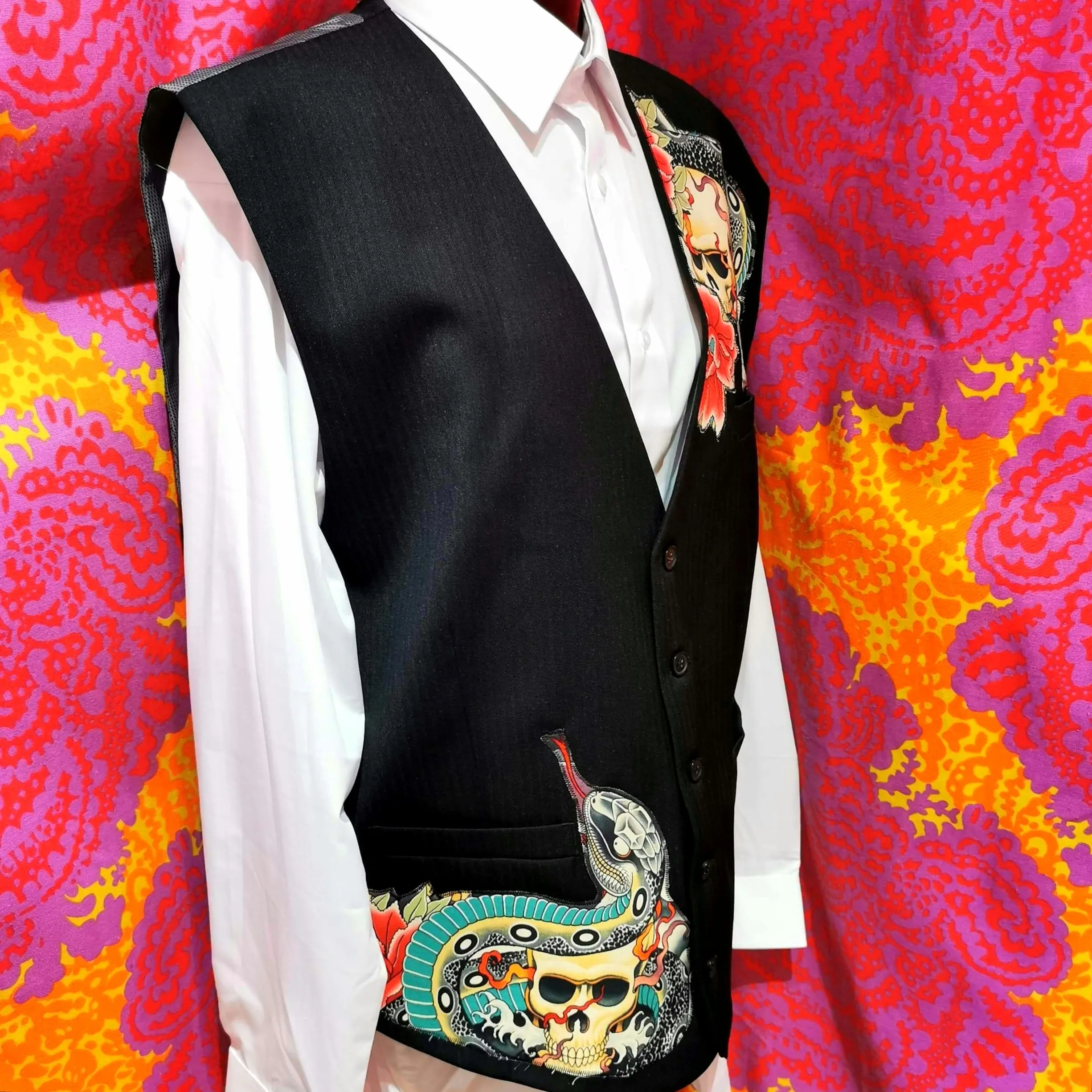 Handmade Skulls & Snakes Waistcoat