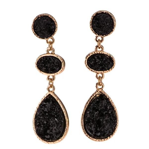 Jolie Black Druzy Earrings