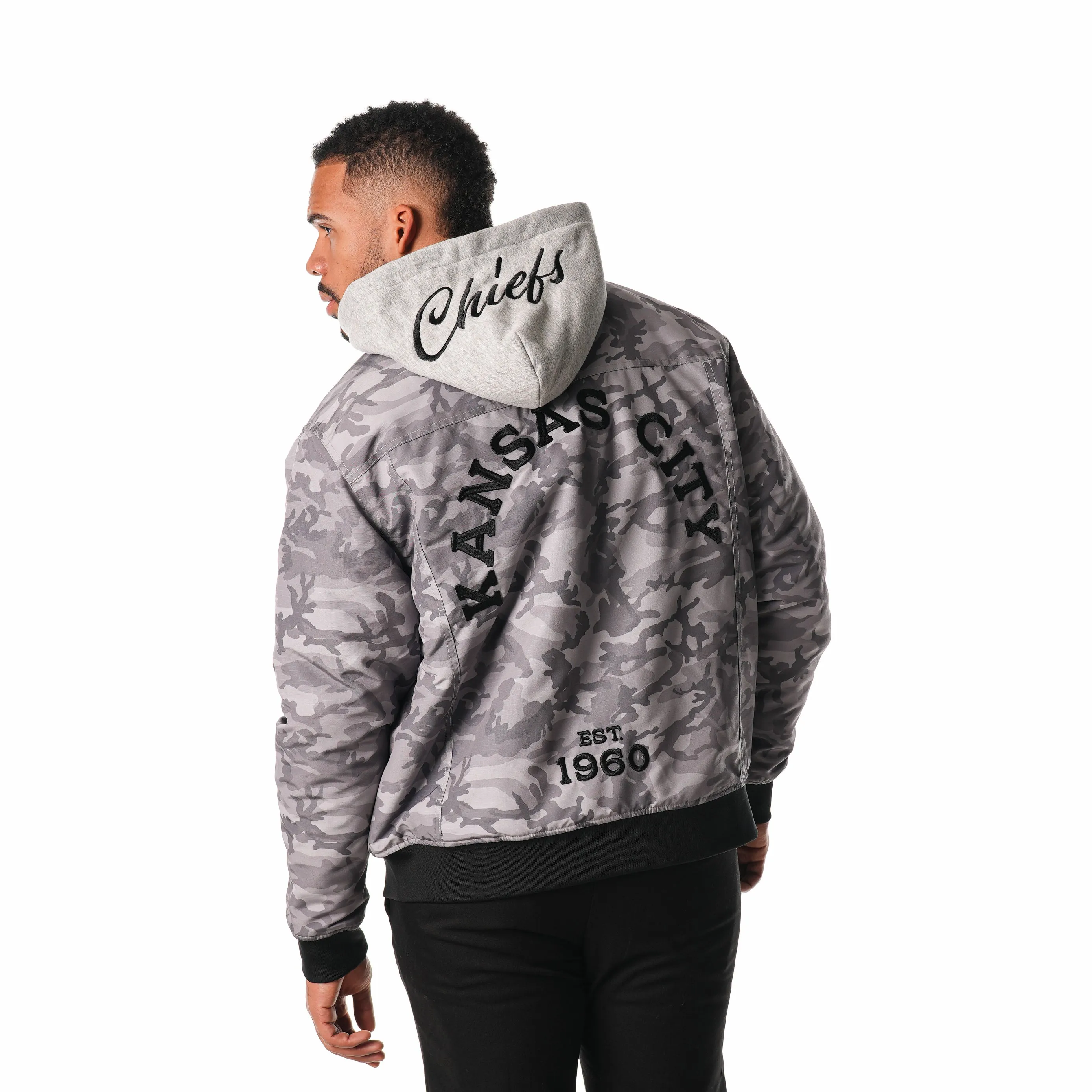 KANSAS CITY CHIEFS RIPSTOP HOODED BOMBER - CAMO