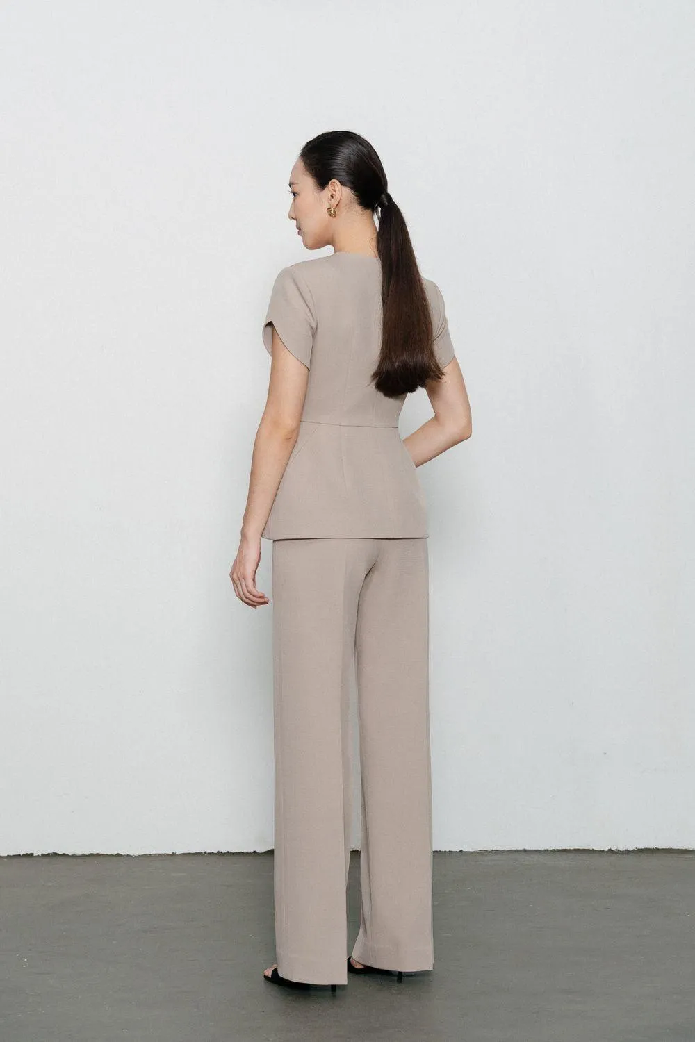 Kehlani Straight Slim Leg Wool Floor Length Pants