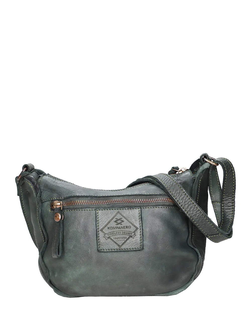 Kompanero Juniper Green Leather Crossbody Bag