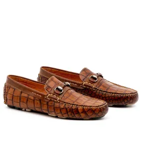 Martin Dingman Alligator Grain Loafers with Gunmetal Bit