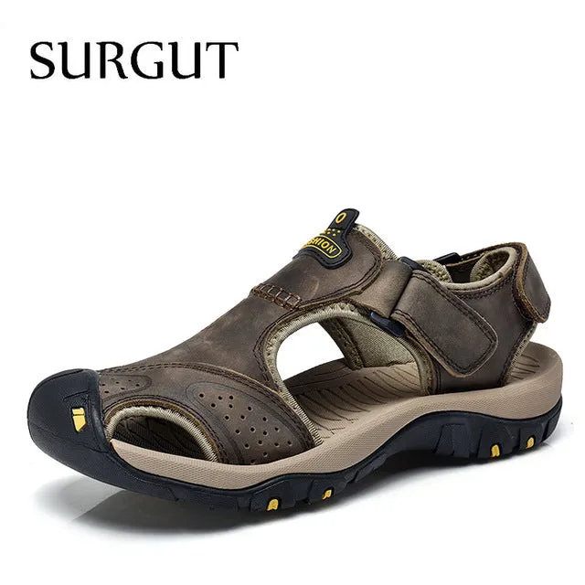 Men Summer Sandals Genuine Leather Brand New Beach Men Sandals Breathable Slippers High Quality Men Casual Shoes