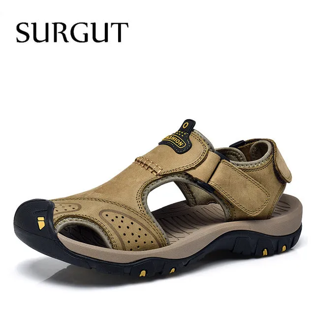 Men Summer Sandals Genuine Leather Brand New Beach Men Sandals Breathable Slippers High Quality Men Casual Shoes