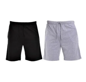 MEN’S BLACK/HEATHER GREY KNIT LOUNGE SHORTS - 2 PK